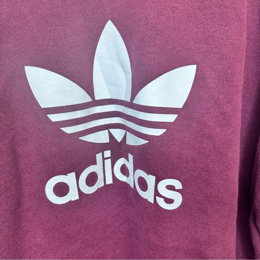 Adidas Burgundy White Logo Sweatshirt Size XLarge - Picture 5 of 9